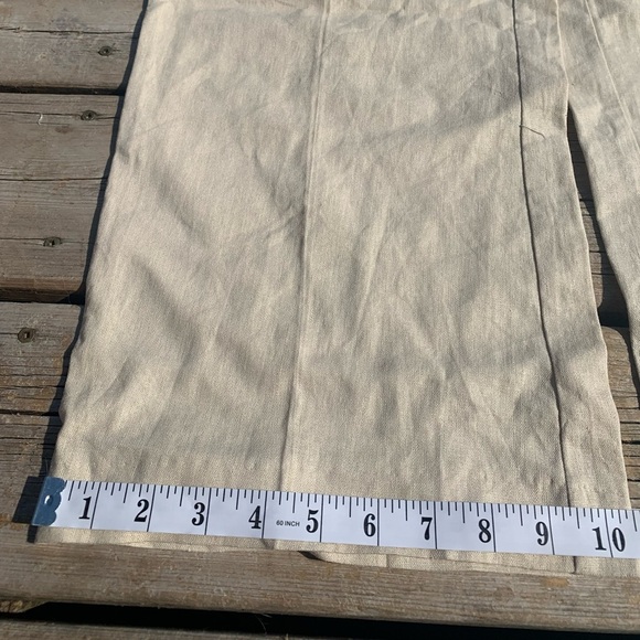 Zara Beige Linen Blend Wide Leg Drawstring Pants - Size Large - Picture 9 of 9